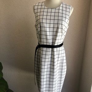 Calvin Klein black and white sleeveless midi dress. Size 10